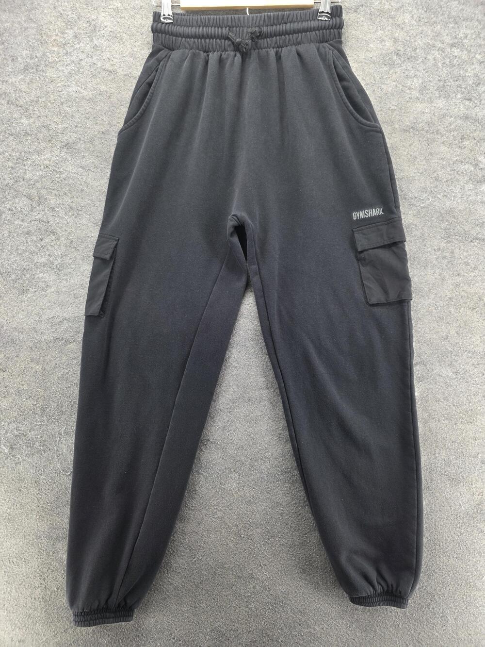 Gymshark Pants Mens S Black Jogger Cargo Fleece Drawstring Elastic Waist Pockets